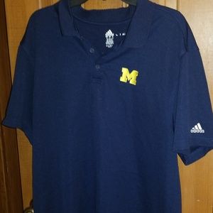 Adidas Michigan polo shirt in blue and maize